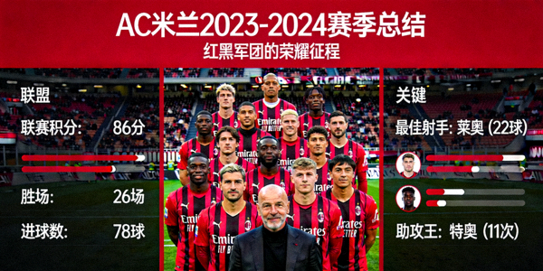 AC米兰球队赛季总结图片 - 球员合影与比赛数据图表